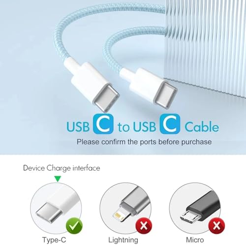 Rapid Power Delivery with 60 W USB-C Charger Cable 3-Pack – Ideal for i Phone 15, Samsung Galaxy, Laptops – Durable 5 FT Braided Cords for Optimal Flexibility – Ultimate Charging Solution for Home, Office, and Travel Efficiency