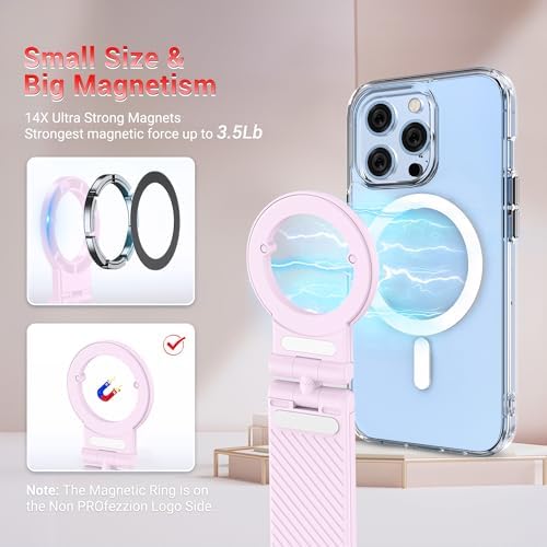 PROfezzion Magnetic Airplane Phone Holder for Mag Safe iPhone 16 15 14 13 12 & All Phone, 360°Rotation Travel Must Have Handsfree Phone Mount for Desk/Tray Table Travel Accessory – Enhanced Compatibility and Speed