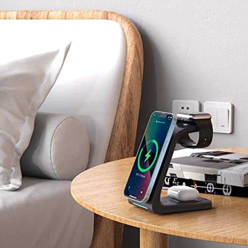 Ultimate 3-in-1 Magnetic Fast Wireless Charging Station for Apple Devices – Seamless Power for i Phone 12-16 Series, Air Pods 2/3/Pro, and Apple Watch Series 2-8, SE, Ultra – Compact, Efficient Design with 7.5 W and 15 W Fast Charging Options – Qi-Certified Convenience for Your Home or Office