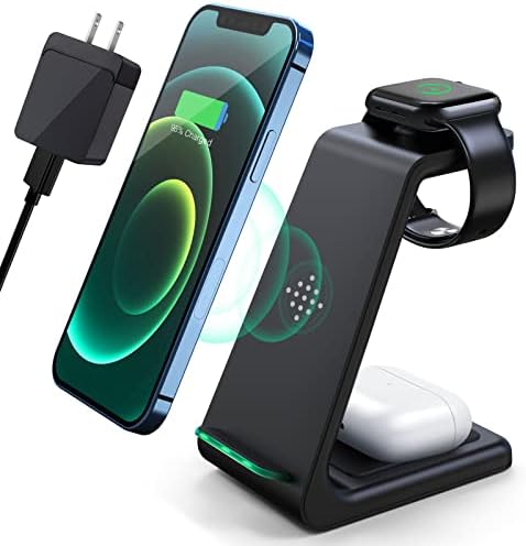 Sleek Pink 3-in-1 Wireless Charging Station: Fast Desk Charger for i Phone 16/15/14/13/12 Pro Max, Apple Watch Series 10-3, and Air Pods 4/3/2 Pro – Enhanced Compatibility & Space-Saving Design for Effortless Charging Efficiency
