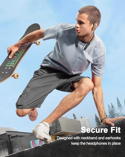 NANAMI Open Ear Bluetooth Headphones – Ergonomic Wireless Earbuds with 15-Hour Battery Life, IPX5 Waterproof Neckband for Active Lifestyles, Crisp Stereo Sound & Advanced Bluetooth 5.3 Connectivity for Effortless Listening Experience