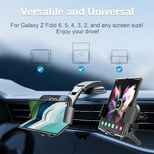 Revolutionary 2-in-1 Wireless Charging Car Mount for Samsung Galaxy Z Fold Series – 15 W Fast Charger & Versatile Phone Holder for Dashboard or Air Vent – Durable & Stylish Accessory for Effortless On-the-Go Charging and Accessibility