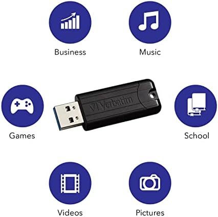 Verbatim 32 GB Pinstripe USB 3.2 Gen 1 Flash Drive – 10 Pack of Sleek Black Retractable Thumb Drives for Fast Data Transfer, Perfect for Home, Office, and Travel – Reliable Portable Storage Solution with Wide Device Compatibility