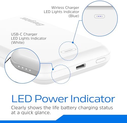 Energizer 5000 m Ah Magnetic Wireless Power Bank for i Phone 16/15/14/13/12 Pro Series – Fast 15 W USB-C Charging, Compact, and Tangle-Free Design for Ultimate Portability and Convenience