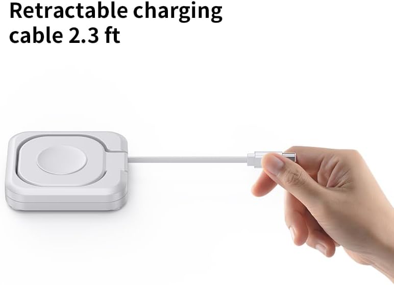 Portable Magnetic Charging Dock for Apple Watch – Foldable Fast Charger with Retractable USB-C Cable – Ultimate Travel Essential for All Series 10/9/8/7/6/5/4/3/2 and Ultra/2/SE – Effortless Power Solution for Active Lifestyle Enthusiasts
