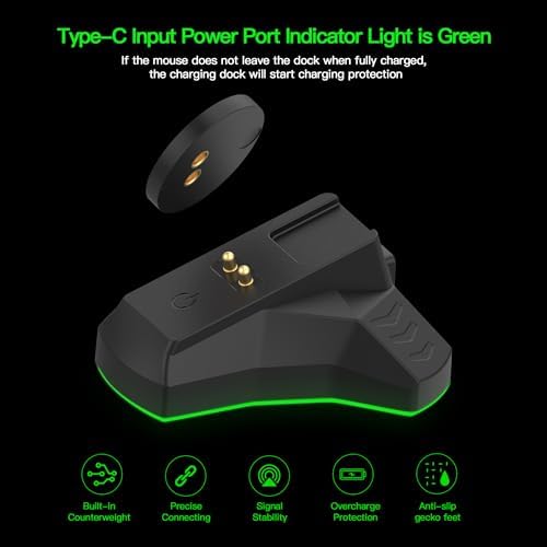 AWINNER Wireless Charging Dock for Logitech Mice – Ultimate Compatibility with G Pro X Superlight, G403, G502 Series, G703 & G903 – Fast Charging & LED Status Indicators for Uninterrupted Gaming Performance