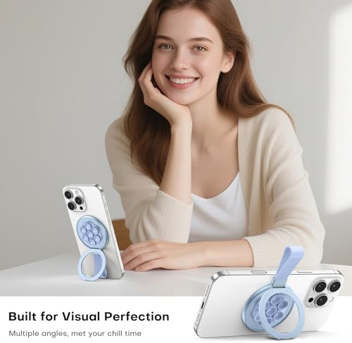 Universal Magnetic Suction Phone Grip by TAURI – 360° Rotating Hands-Free Holder for i Phone 16 Pro Max, i Phone 15, Android & Samsung S25 – Durable Silicone Design for Secure Grip and Enhanced Usability, Perfect for Multitasking and Easy Transport