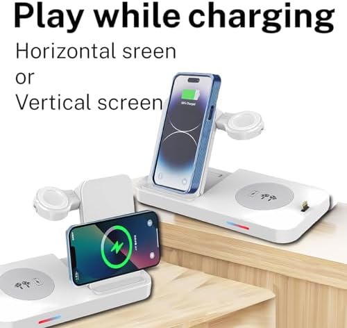 Ultimate 6-in-1 Wireless Charging Dock for i Phone 16/15/14/13, Apple Watch Series, Air Pods Pro – Super-Fast Qi-Certified Charging Station with QC3.0 Adapter for Seamless Device Compatibility and Safety Features – Perfect for Home and Travel Use