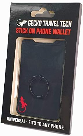 Gecko Universal Phone Ring Wallet – 360° Swivel Grip with Strong Adhesive for Credit Cards and Cash – Enhanced Stability and Comfort for Selfies, Videos, and Everyday Use – Compatible with All Cell Phone Models – Durable, Magnetic Mount Ready – Gray Finish – 90-Day Satisfaction Guarantee
