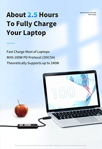 Power-Z AK001 240 W USB PD Charging Test Cable with Color Display – Versatile 5 FT USB-C Tester for Optimal Performance and Compatibility Across All Devices