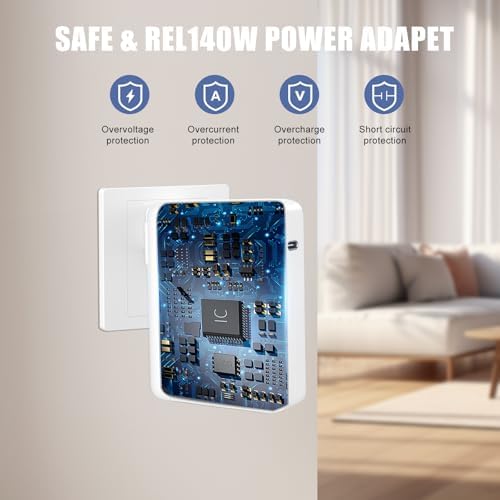 140 W Ga N USB-C Power Adapter – Ultra-Fast Charger for Laptops, Smartphones and Tablets with PD3.1 Tech, 6 ft Cable for Mac Book Pro, i Phone 15/16 Max & i Pad Pro – Compact, Travel-Friendly Design with Advanced Safety Features and Eco-Conscious Efficiency