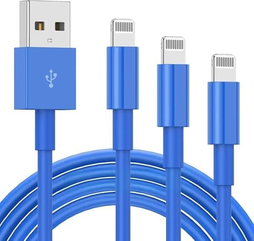 Premium 3-Pack Apple MFi Certified Lightning to USB Charger Cables – 6 FT Durable Fast Charging Cords for i Phone 13/12/11/11 Pro/11 Max/X/XS/XR/XS Max/8/7/6 – Enhanced Performance and Extended Reach for Seamless Device Connectivity