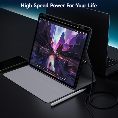 Premium 2.1 m USB-C Cable – 240 W Fast Charge & 480 Mbps Data Transfer, Durable Braided Design for Enhanced Compatibility, Sleek White Finish for Modern Tech Aesthetics