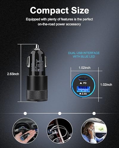 AILKIN 30 W PD USB-C Car Charger – Dual-Port Fast Charging Adapter for i Phone, Samsung, Google Pixel | Compact & Durable Lighter Plug with Enhanced Compatibility and Safety Features for On-the-Go Power Solutions
