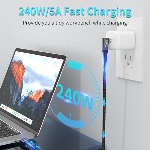 Revolutionary Thunderbolt 4 USB4 Cable: Unleash 240 W Fast Charging, 40 Gbps Blazing Data Transfer, 8 K HDR Video Output & Innovative 90-Degree Connector for Mac Book M2/M3, SSDs & Hubs – The Ultimate Connectivity Solution for Tech Professionals and Enthusiasts