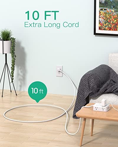 MIFASOPOWER Surge Protector Power Strip – 8 Wide Outlet Charging Station with 4 USB Ports (Including USB-C) and 5 FT Heavy-Duty Extension Cord – Space-Saving Flat Plug Design for Home, Dorm, or Office – Overload Protection & Wall-Mountable Convenience
