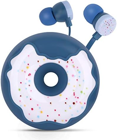 Qear Fun Donut Earbuds for Kids – Adorable Wired Earbuds with Microphone & Stylish Storage Case | Perfect Gift for School Girls and Boys | Enhanced Sound Quality & Volume-Limiting Safety Features | Tangle-Free Design for Music & Gaming Enthusiasts