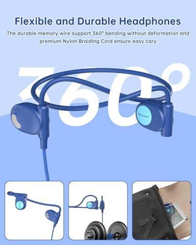 Kid-Friendly Open Ear Headphones – Vibrant Purple Lightweight Design for School and Outdoor Fun – Safe Air Conduction Technology with 3.5 mm Jack – Ultimate Comfort and Hearing Protection for Young Explorers
