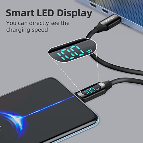 Ultra-Fast 100 W USB C to USB C Cable 2-Pack – 6.6 FT Silicone Charging Cables with LED Display for Samsung Galaxy Z Flip5, Fold5, Flip4, Fold4 – High-Speed 5 A Power Delivery, Enhanced Durability, and Compatibility for All Your Devices