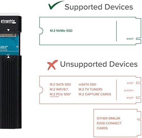 Ultra-Fast Plugable M.2 NVMe SSD Enclosure – Tool-Free, Driverless Design for Effortless Data Access with USB 3.1 Type-C, Thunderbolt 3 & USB4 Compatibility at 10 Gbps – Supports PCIe Gen 3 & 4 for 2230 to 2280 SSDs – Includes Essential USB Cables for Seamless Connectivity and Enhanced Portability