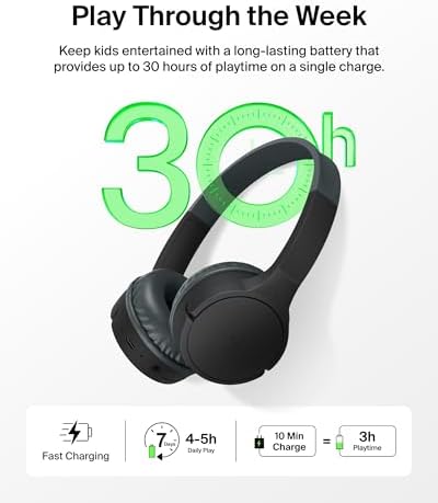 Belkin Sound Form Mini Kids Wireless Bluetooth Headphones – Safe 85 d B Volume Control, 30-Hour Playtime, Built-In Microphone – Lightweight On-Ear Style for i Phone, i Pad, Fire Tablet & More – Ideal for Learning, Entertainment & Safe Listening