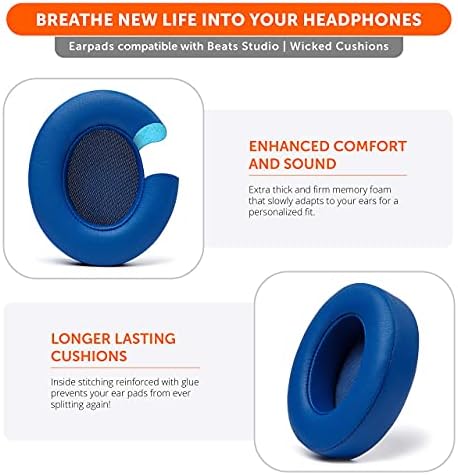 Upgrade Your Audio Experience with WC Wicked Cushions Replacement Ear Pads for Beats Studio 2 & 3 – Retro 90’s White | Luxurious PU Leather & Enhanced Foam for Optimal Sound Isolation | Perfectly Fits B0501 & B0500 Models | Not Compatible with Beats Solo | Enhanced Adhesive for Maximum Durability and Longevity