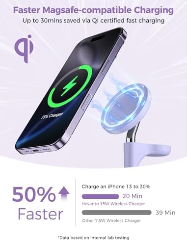 Ultimate 3-in-1 Wireless Charging Station for Apple Devices – Fast 15 W Mag Safe Charger Stand for i Phone 12-16, Apple Watch & Air Pods with Adjustable Viewing Angle – Sleek Purple Design for Enhanced Compatibility and Efficiency
