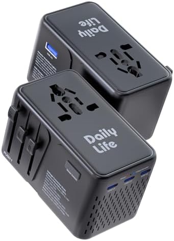 Compact 220 V to 110 V Power Converter with 4-Port USB Charging Hub – Essential Multi-Region Travel Adapter for Seamless Global Connectivity – Lightweight and Stylish White Design for US, UK, EU, and AU Travelers – Enhanced Safety Features for Device Protection