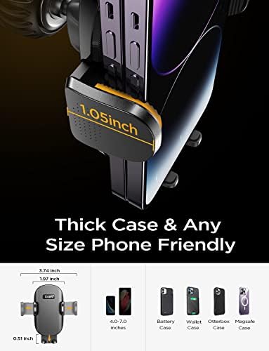 LISEN Ultra-Stable Car Phone Mount – Adjustable Vent Holder with Steel Hook Clip, Compatible with i Phone 15/14/13 Pro & Samsung Galaxy S22/S21 – Enhanced Airflow, Secure Grip & 360° Rotation for Safe Hands-Free Driving