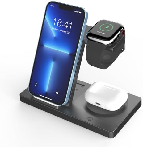 Revolutionary 5-in-1 Foldable Wireless Charging Station for i Phone 16-11, Apple Watch Series 10-5, and Samsung Galaxy Watch – Ultimate Fast Charge Dock for Air Pods Pro and Seamless Device Management on the Go