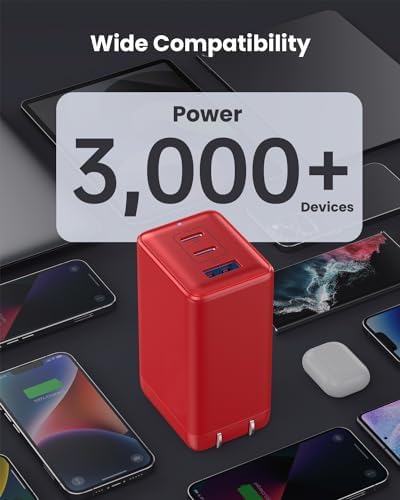 High-Efficiency 128 W USB C Wall Charger – Ga N III 3-Port Fast Charging Hub for Mac Book, i Phone, Galaxy & More – Portable 65 W Adapter with Foldable Design for Ultimate Convenience and Speed