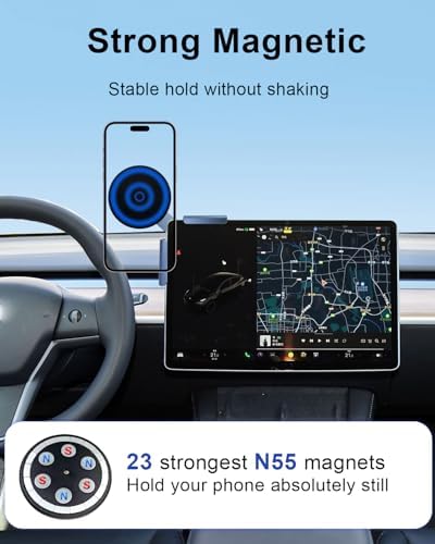 Transform Your Tesla Driving Experience with the Premium Magnetic Phone Holder for Model 3/Y/S/X – Effortless Hands-Free Operation, No Adhesives Required, Strong Mag Safe Compatibility for All Smartphones, Elegant Design for Perfect Integration