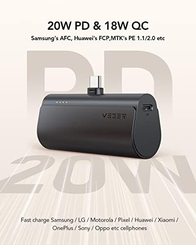VEGER Dual USB C Portable Chargers – 5000 m Ah Fast Charging Power Banks for i Phone 15/16 and Samsung Galaxy S25/S24/S23 – Lightweight Cordless Battery Pack for Ultimate On-the-Go Convenience and Compatibility