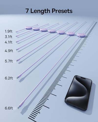 Baseus 100 W Retractable USB-C to USB-C Charging Cable – Versatile 6.6 ft Length with 7 Adjustable Stages for High-Speed Charging of i Phone 16/15 Pro Plus, Mac Book, i Pad Pro, Samsung S24/S23+ – Durable, Tangle-Free Solution for Home and Travel Charging Needs