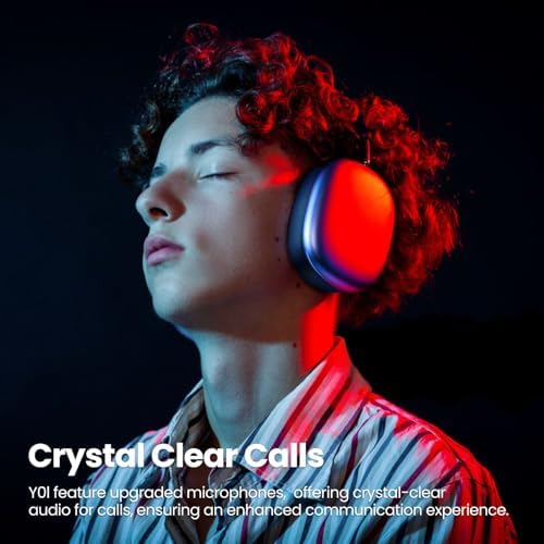 Transform Your Listening Journey with Y01 Wireless Over-Ear Headphones – Advanced Bluetooth 5.3, Superior Noise Cancellation, 48-Hour Battery Life, and Exceptional Comfort in Elegant Pink – Perfect for i OS, Android, Samsung, and PC Enthusiasts Seeking Seamless Audio Bliss
