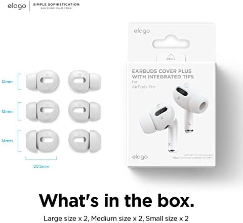 Enhance Your Audio Experience with elago’s Patented Air Pods Pro Ear Tips – 6 Pairs in Dark Grey for Ultimate Comfort and Fit – Anti-Slip Design with Integrated Covers, Compatible with Charging Case, Available in Large, Medium, and Small Sizes for Personalized Listening – Perfect for Audiophiles Seeking Quality and Convenience