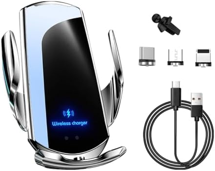 15 W Fast Charging Wireless Car Charger Mount – Universal Air Vent Phone Holder with Smart Sensor Technology for Quick Power-Ups, Sleek Silver Design, Enhanced Compatibility for Most Smartphones – Ideal Automotive Accessory for Safe, Hands-Free Navigation