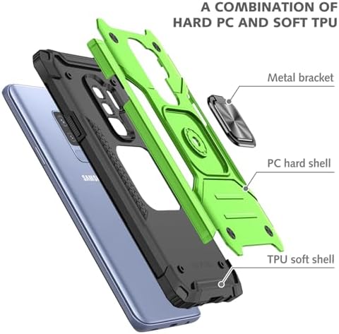 Rugged Military-Grade Shockproof Case for Samsung Galaxy S9 Plus – Red Armor with Built-in Kickstand and Magnetic Car Mount for Ultimate Protection and Style – Perfect for Active Lifestyles