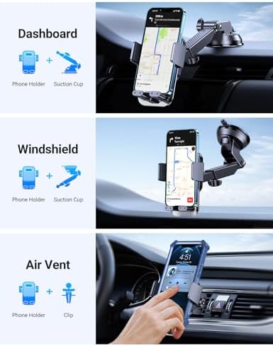 AKESEPE [Thick Cases Friendly [85+LBS Strongest Suction] Phone Holders for Your Car 2025 Upgraded Car Phone Holder Mount Truck Stand for Dashboard Windshield Vent for iPhone Samsung All Phones – Enhanced Compatibility and Speed