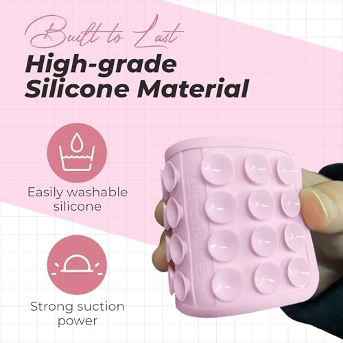 Maximize Your Mobile Creativity: 2-Pack Sticky Silicone Suction Phone Grip with 24 Powerful Suction Cups for Secure Hands-Free Selfies and Videos – Compatible with i Phone, Samsung, and Android – Durable Black Accessory for Ultimate Versatility and Convenience