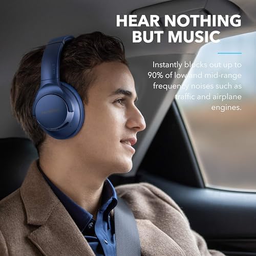 Anker Soundcore Life Q20 Wireless Over-Ear Headphones – Superior Hybrid Active Noise Cancellation, 70-Hour Battery Life, Premium Hi-Res Audio with Enhanced Deep Bass, Luxurious Comfort with Memory Foam Ear Cushions, Perfect for Travel and Office Environments, Quick USB-C Charging for Nonstop Audio Enjoyment