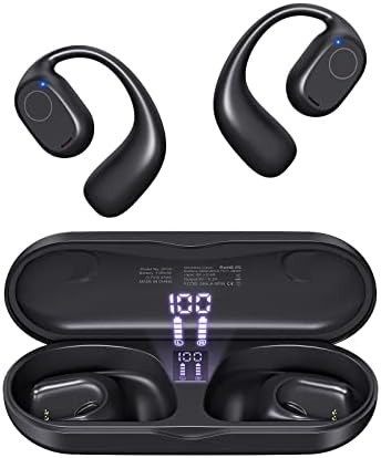 PSIER Wireless Sports Earbuds with Bluetooth 5.3 – Open Ear Headphones Featuring Digital Display Charging Case, 40 Hours Playtime, and Ergonomic Earhooks for Ultimate Comfort During Running, Walking, and Workouts – Enhance Your Audio Experience While Staying Aware of Surroundings