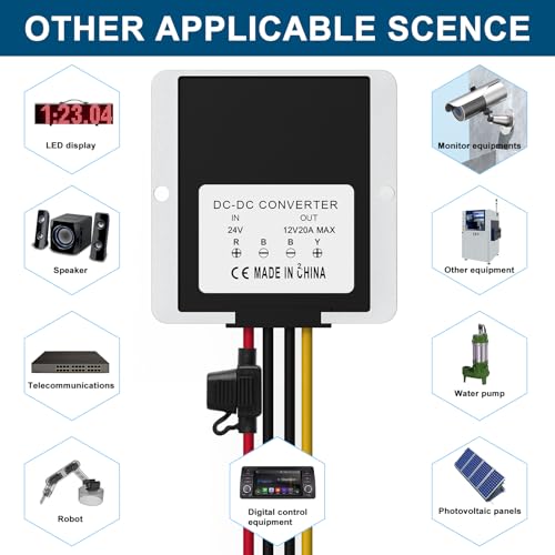 Ultimate 24 V 145 W DC-DC Voltage Regulator – Versatile Step Down/Up Converter (9 V-40 V to 24 V, 6 A) – Durable Waterproof Power Supply for Enhanced Golf Cart Performance and Accessory Compatibility