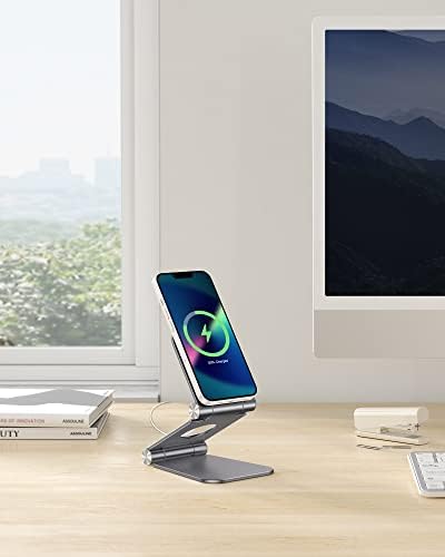 Stand for MagSafe Charger, OMOTON Foldable Phone Stand Holder for MagSafe Accessories， Compatible with iPhone 15/14/13/12 Pro Max/Pro/Mini, Charger for MagSafe Not Included, Black – Enhanced Compatibility and Speed