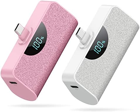 Dual Pack Mini Portable USB-C Power Bank 5200 m Ah – Fast Charging Battery Backup with LCD Display for i Phone 16 Series, Samsung, and Android Devices – Ultimate On-the-Go Power Solution