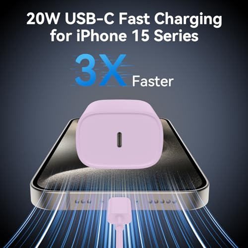 Ultimate i Phone 16 Pro Max Fast Charger with 8 FT USB-C Cable – High-Speed Wall Adapter in Stylish Purple – Compatible with i Phone 15 Series and i Pad Pro – Perfect for Quick Charging on the Go – Enhance Your Charging Experience with Extended Reach and Reliability