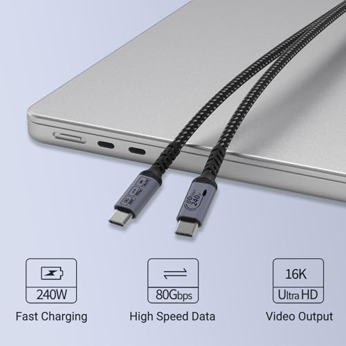 10 FT USB C 3.1 Gen 2 Cable – 2 Pack for High Speed 10 Gbps Data Transfer & 100 W Fast Charging, 4 K 60 Hz Video Output Compatible with Mac Book Pro, Galaxy S21, Thunderbolt 3 – Ultimate Connectivity Solution for Power Users