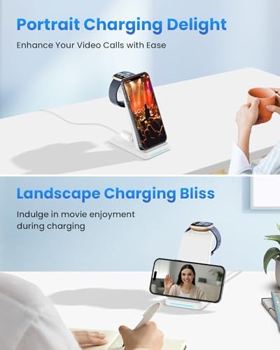 Revolutionize Your Charging Experience with the Joy Geek 3-in-1 Wireless Charger Station for Fitbit Versa 4/3 & Sense 2/Sense – Dual Functionality for Google Pixel Series & Pixel Buds – Fast, Efficient, and Stylish Power Solution in White