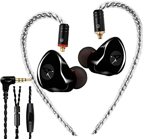 Premium Dual Driver In-Ear Monitors – High-Fidelity Wired Earbuds with MMCX Detachable Cables, Noise-Isolating Design for Musicians & Athletes – Stylish Wood Grain Finish, Ultimate Comfort & Compatibility