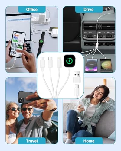 Revolutionize Your Charging Experience with the 4 in 2 Dual-Use Multi Charging Cable – Effortless Fast Charging for Apple Watch & i Phone! Compatible with Apple Watch Series 9/8/7/6/5/SE/Ultra, i Phone 15/14/13/12/11/X/SE, and i Pads – 4 FT Length for Ultimate Flexibility & Durability – The Perfect Travel Charger for On-the-Go Convenience! Experience Lightning-Quick Charge Technology to Reduce Downtime and Keep Your Devices Powered Anytime, Anywhere – Designed for Maximum Efficiency and Versatility, This Cable Simplifies Your Charging Routine with Its Robust Build and Universal Compatibility, Making It an Essential Accessory for Tech Enthusiasts.